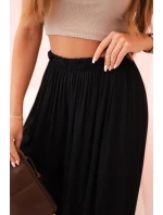 Široké dámské viskózové kalhoty s elastickým pasem černé Široké dámské viskózové kalhoty s elastickým pasem černé