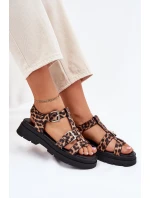Dámské sandály z eko kůže s přezkami leopard Jeneliena