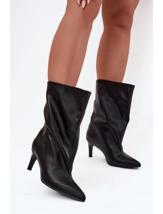 Nazouvací dámské boty na jehlové podpatku černé Solvienne