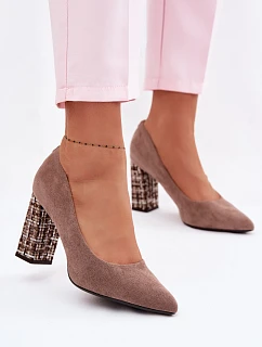 Semišové lodičky na ozdobném podpatku Sergio Leone PB216 světle hnědé