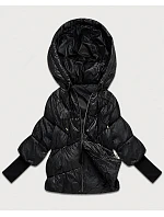Dámská bunda s pletenými manžetami, oversize, černá (B6078-1) Dámská bunda s pletenými manžetami, oversize, černá (B6078-1)