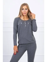 Sada s knoflíkovým výstřihem grafitová Sada s knoflíkovým výstřihem grafitová