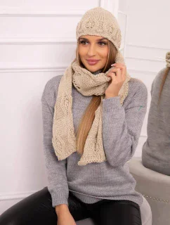 Dámská souprava se šátkem Adrianna K417 tmavě béžová