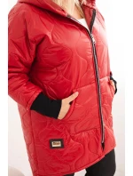 Dámská zimní bunda Plus Size prošívaná s kapucí červená