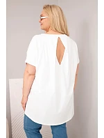Dámská halenka Plus Size bavlněná s krátkým rukávem bílá