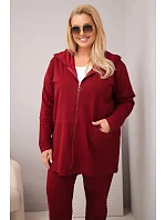 Dámská bavlněná souprava Plus Size s mikinou a kalhotami bordó Dámská bavlněná souprava Plus Size s mikinou a kalhotami bordó
