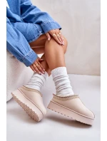 Dámské Sněhule Na Platformě Zateplené Kožešinou Světle Béžové Remenia