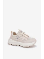 Sportovní boty sneakers dámské na silné podrážce béžové Prononice
