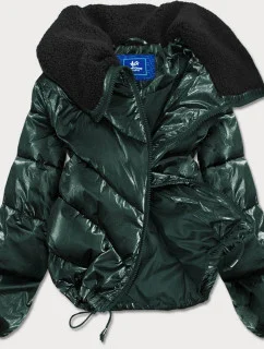 Zelená krátká dámská oversize bunda se širokými rukávy (j9-016)