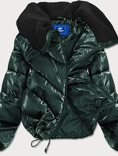 Krátká bunda oversize s širokými rukávy zelená (j9-016)