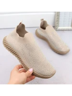 D&A W OLI257A béžová sportovní nazouvací obuv se zirkony