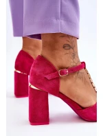 Semišové sandály na vysokém podpatku s kubickými zirkony Fuchsié Aniya