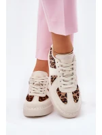 Dámské sneakers s leopardím vzorem na platformě béžové Nativira