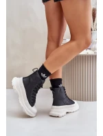 Kožené Zateplené Tenisky Na Masivní Platformě Big Star Černé