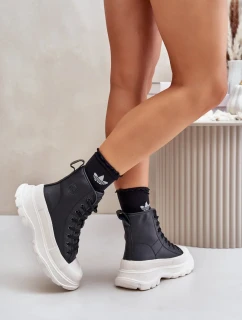 Kožené Zateplené Tenisky Na Masivní Platformě Big Star Černé