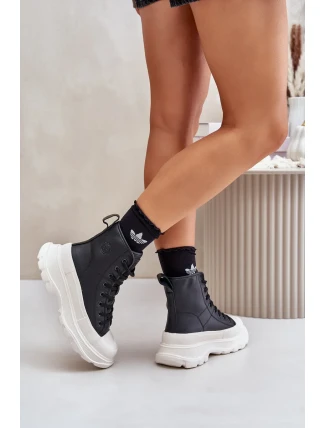 Kožené Zateplené Tenisky Na Masivní Platformě Big Star Černé