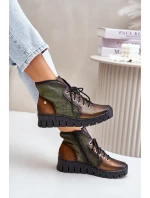Kožené Boty Na Platformě A Klínu Maciejka 06702-09 Zeleno-Zlaté Kožené Boty Na Platformě A Klínu Maciejka 06702-09 Zeleno-Zlaté