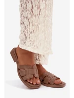 Dámské nazouváky na ploché podrážce tmavě béžové Lorania