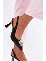 Sandály na podpatku s bižuterním ozdobením Vinceza 62277 Černé Sandály na podpatku s bižuterním ozdobením Vinceza 62277 Černé