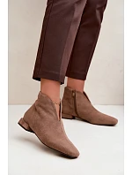 Nízké boty s výstřihem na zip nízký podpatek tmavě béžové Canella Nízké boty s výstřihem na zip nízký podpatek tmavě béžové Canella