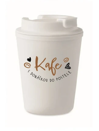 KAFE S DONÁŠKOU DO POSTELE - bílý termohrnek 300 ml KAFE S DONÁŠKOU DO POSTELE - bílý termohrnek 300 ml