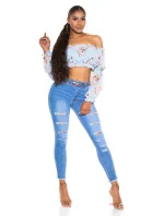 Dámský sexy volánkový top Carmen T80149 Růžová s květinovým vzorem - Style fashion Dámský sexy volánkový top Carmen T80149 Růžová s květinovým vzorem - Style fashion