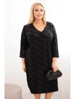 Dámské šaty z žoržetu Plus Size s výstřihem do V černá Dámské šaty z žoržetu Plus Size s výstřihem do V černá