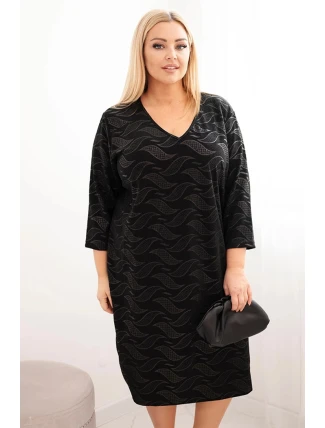 Dámské šaty z žoržetu Plus Size s výstřihem do V černá Dámské šaty z žoržetu Plus Size s výstřihem do V černá