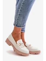 Dámské Mokasíny S Dekorací Eko Kůže Bílé Tialorae