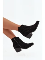 Dámské otevřené kotníkové boty na podpatku Černé S.Barski HY52-529 Černé Dámské otevřené kotníkové boty na podpatku Černé S.Barski HY52-529 Černé