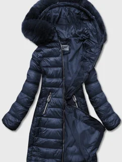 Tmavě modrá lehká dámská bunda pro přechodné období (b8058-3)