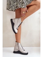 Lakovane Boty Na Klínu Zateplené D&A MR880-136 Světle šedé Lakovane Boty Na Klínu Zateplené D&A MR880-136 Světle šedé