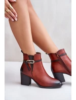 Dámské boty na podpatku s vyteplením a páskem hnědé Zinithia Dámské boty na podpatku s vyteplením a páskem hnědé Zinithia