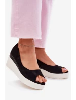 Dámské sandály na platformě z eko semiše černé Velira