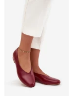 Dámské baleríny z ekokůže na nízkém podpatku bordové Olyssia