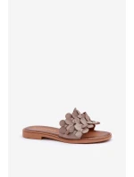 Dámské pantofle na plochém podpatku 40381 Taupe - Zazoo Dámské pantofle na plochém podpatku 40381 Taupe - Zazoo