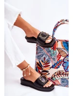 Dámské módní kožené pantofle Černá Adaline