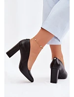 Lodičky na podpatku z eko kůže Sergio Leone PB216 Černé