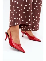 Lakované Lodičky Na Jehlovém Podpatku S Otevřenou Patou Červené Talira