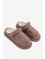 Dámské pantofle s páskem Vyhřívané s kožíškem Tmavě béžové Rilena