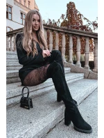 Dámské nadkolenní kozačky Tahlina na sloupku – černé