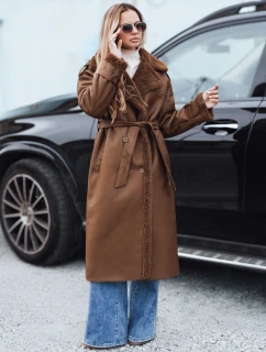 Dámský zimní kabát CHICFROST dlouhý hnědý kožený FashionStreet TY4992