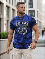 Klasické pánské tričko v kamuflážovém vzoru s potiskem, modré, FashionStreet NX2001R Klasické pánské tričko v kamuflážovém vzoru s potiskem, modré, FashionStreet NX2001R