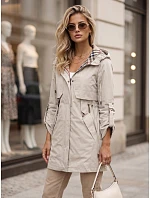 Dámská přechodová bunda typu parka s kapucí, béžová, FashionStreet TY5812 Dámská přechodová bunda typu parka s kapucí, béžová, FashionStreet TY5812
