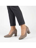 Dámské semišové lodičky na jehlovém podpatku světle hnědé Sergio Leone PB414