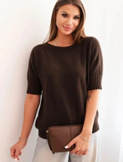 Dámský svetr z viskózy s krátkým rukávem hnědý