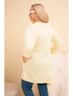 Dámské šaty Plus Size z viskózy s volným střihem a dlouhým rukávem žlutá