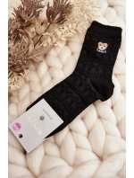 Dámské vzorované ponožky s medvídkem černé