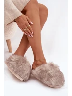 Dámské domácí pantofle s kožíškem – béžové Iseline