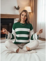 AMELIA dámský zeleno-bílý svetr FashionStreet MY1852
